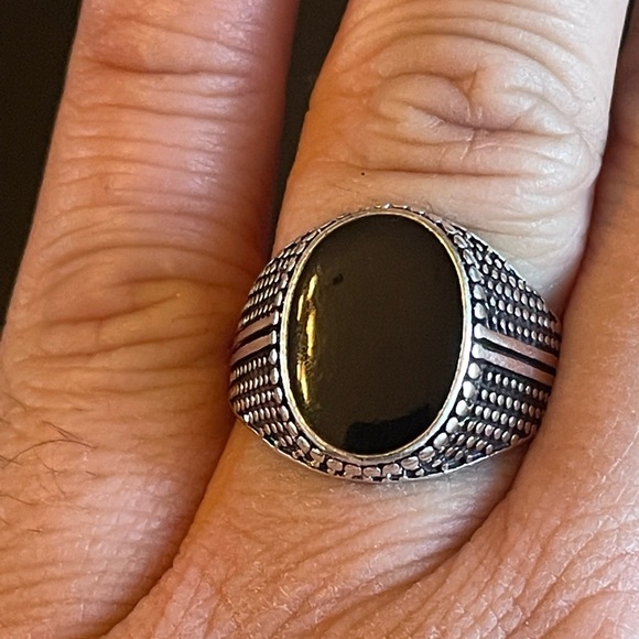 very cool black obsidian S925 silver ring - Picture 9 of 9